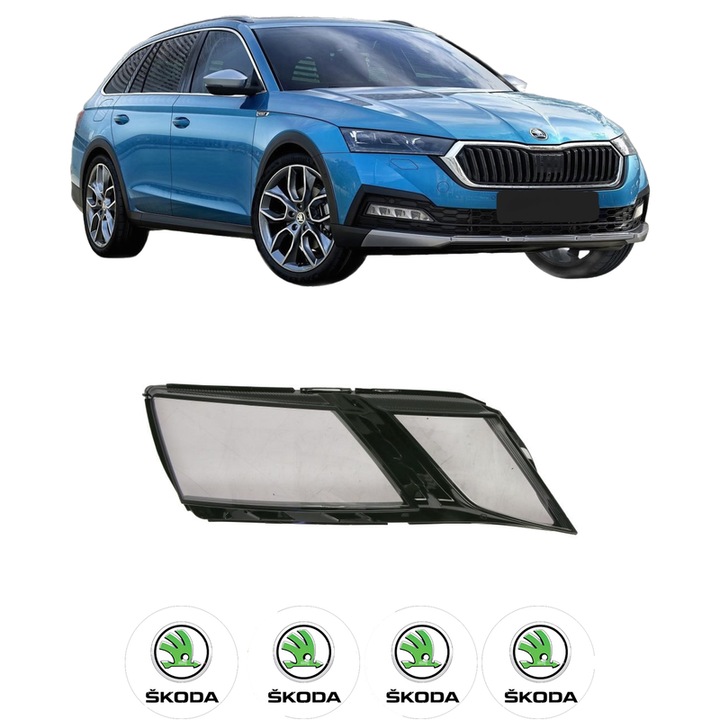 Sticla Far Dreapta SKODA OCTAVIA IV din 2019, Auto, 4x Stickere auto cu SKODA