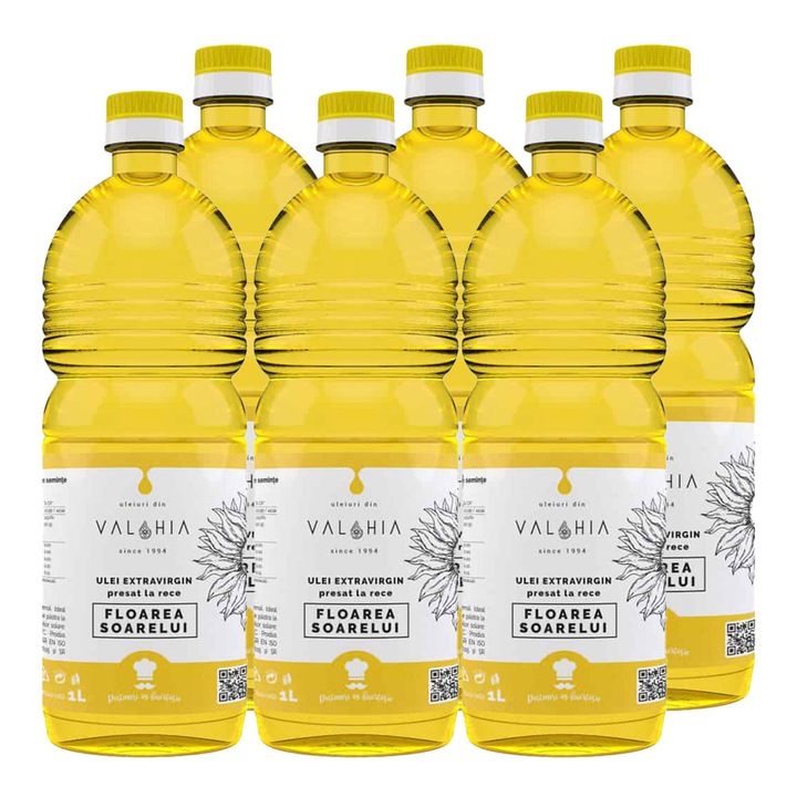 Ulei presat la rece floarea soarelui, 1Litru, 6 buc