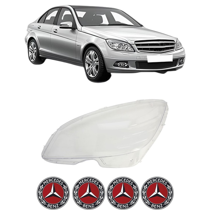 Sticla Far Stanga MERCEDES-BENZ C-KLASA, W204 din 2007-2011, Auto, 4x Stickere auto cu MERCEDES-BENZ