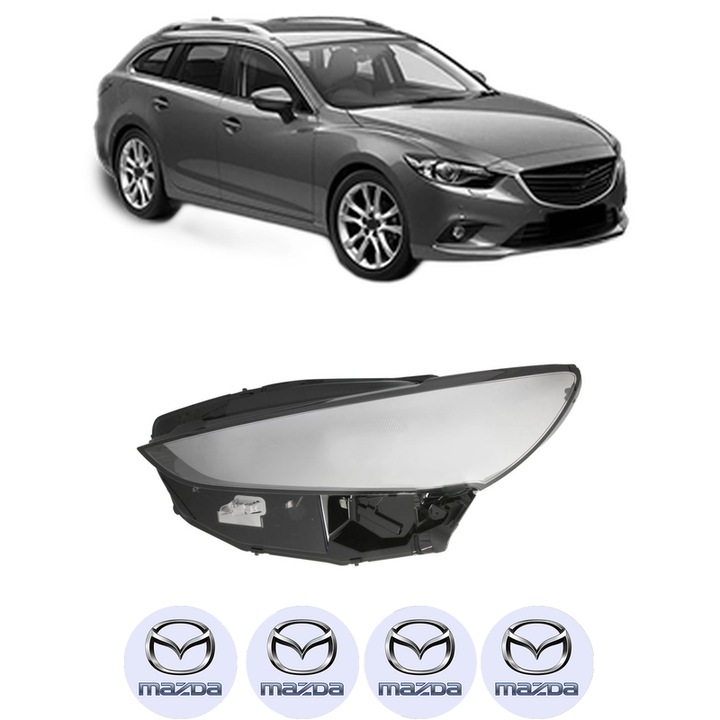 Sticla Far Stanga MAZDA 6 Estate (GJ, GL) din 2012-2024, Auto, 4x Stickere auto cu MAZDA