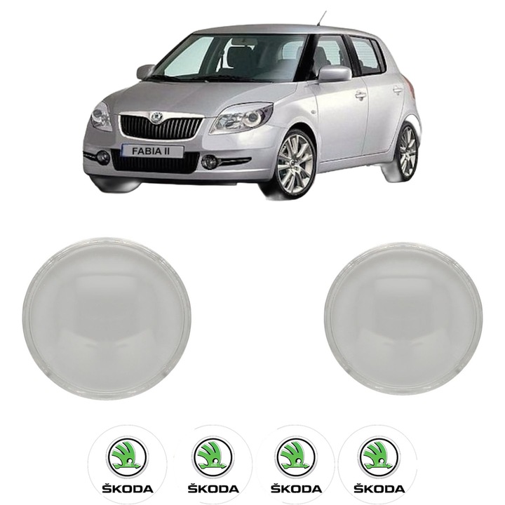 Set Sticle Far Stanga Dreapta SKODA FABIA II din 2006-2014, Auto, 4x Stickere auto cu SKODA