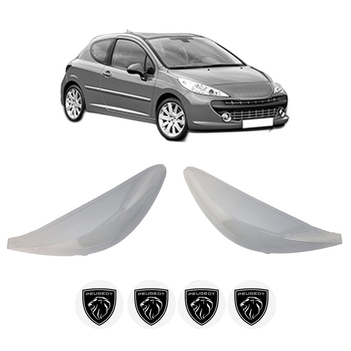 Set Sticle Far Stanga Dreapta PEUGEOT 207 din 2009-2015, Auto, 4x Stickere auto cu PEUGEOT