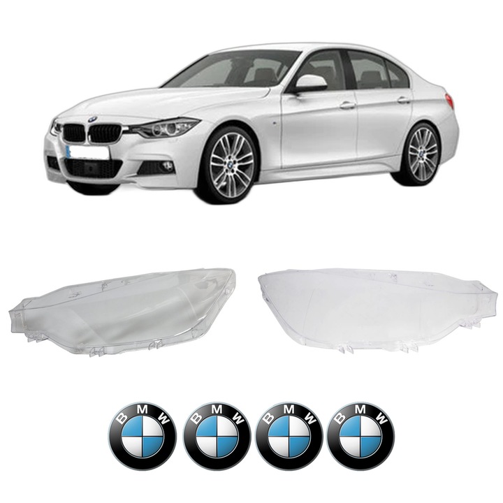 Set Sticle Far Stanga Dreapta BMW Seria 3, F30, F31, F80 din 2011-2019, Auto, 4x Stickere auto cu BMW