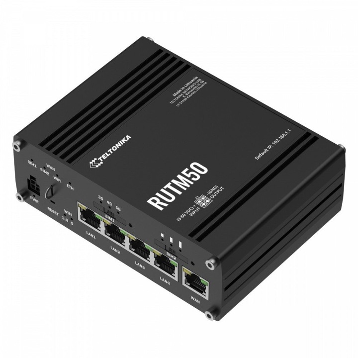 Router vezeték nélküli Teltonika RUTM50, 5G, 3,4 Gb/s, 2 SIM, 4G kompatibilis