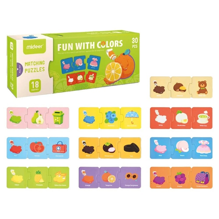 Baby Puzzle educativ – Joc de asociere culori, 30 piese carton, pentru copii 18 luni+