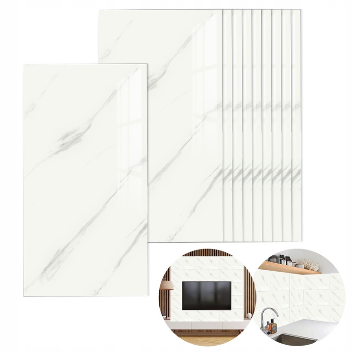 Комплект 10 самозалепващи се плочи с имитация на мрамор, Премиум модел, водоустойчиви, за стени, 60см x 30см, модерен дизайн, много лесни за монтаж