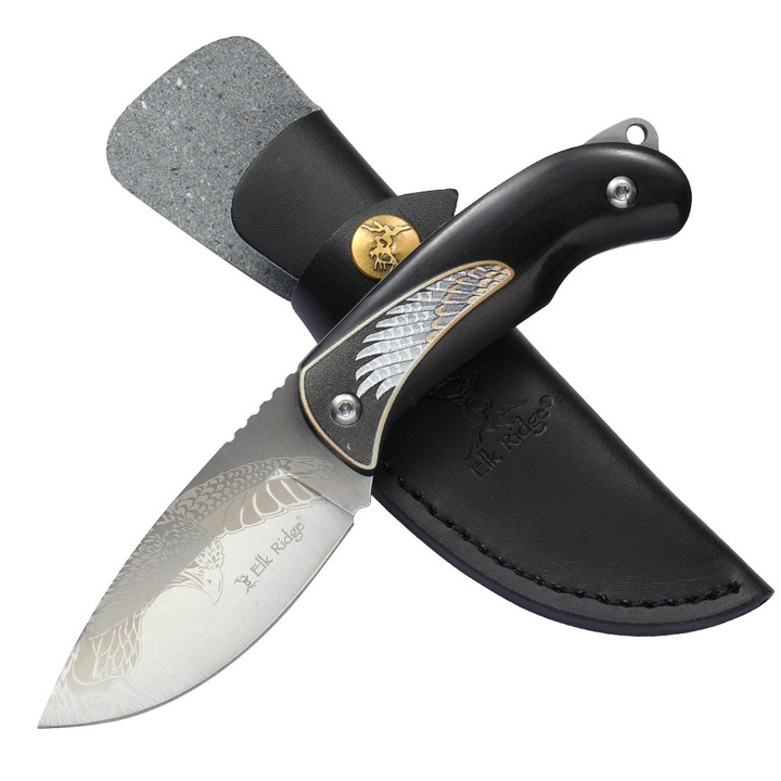 Elk Ridge - Cutit cu lama fixa ​​- ER-FIX112BK cu lama gravata, 17, 80 cm