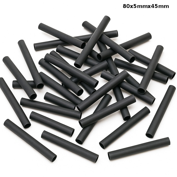 Készlet 80 db hőre zsugorodó cső SE 5x45mm fekete, ragasztóval 2:1