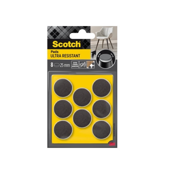 Pachet de 8 bucati suporturi din pasla, 25mm, gri