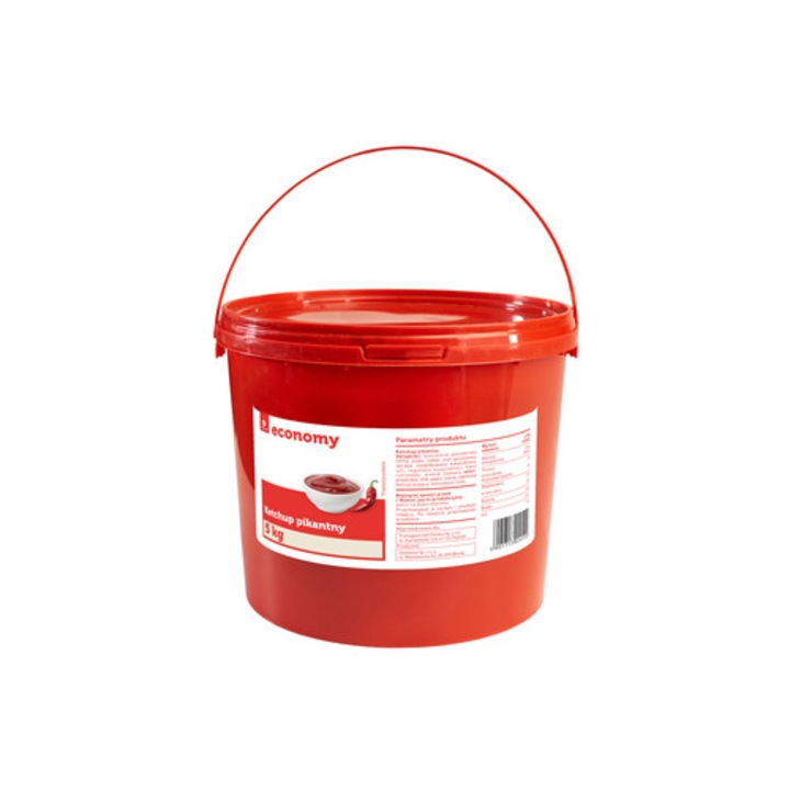 Ketchup picant 5 kg, cu concentrat de rosii, fara alergeni din nuci, peste, crustacee, soia, gluten