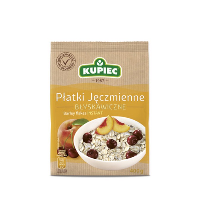 Fulgi de orz rapid, KUPIEC, 400 g, natural, bogat in fibre