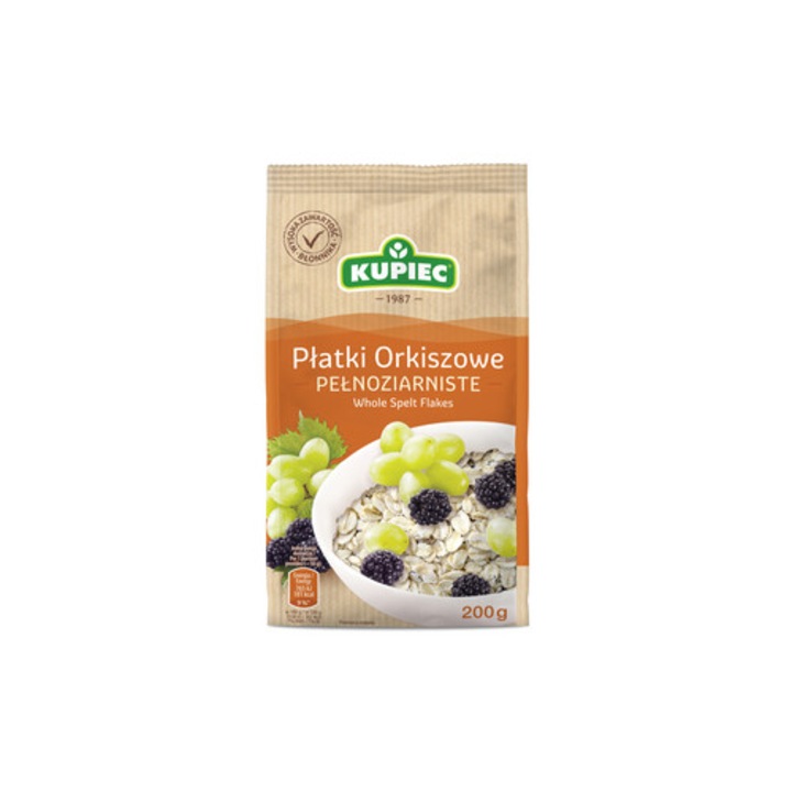 Fulgi de orz integral, 200g, bogati in fibre, usor de preparat, Kupiec