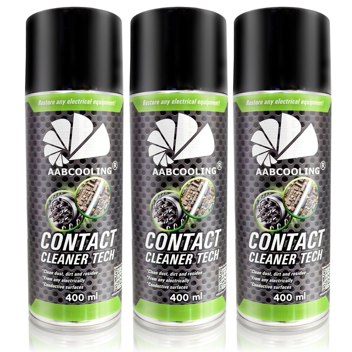 Set 3 tuburi spray curatare contacte si conectori electrici AABCOOLING Contact Cleaner TECH, solutie de intretinere auto, set 3x400ml, alb transparent