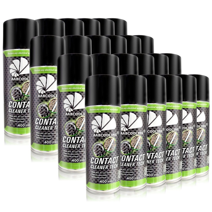 Set 24 tuburi spray pentru curatarea contactelor si conectorilor electrici AABCOOLING Contact Cleaner TECH, solutie intretinere auto, set 24x400ml, alb transparent
