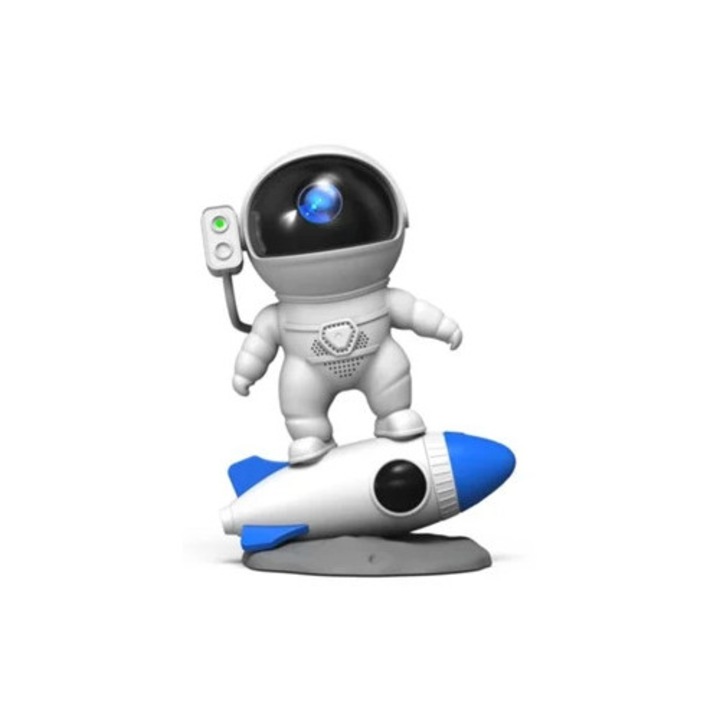 Proiector Bluetooth, controlat prin aplicatie, zgomot alb, alb, model astronaut