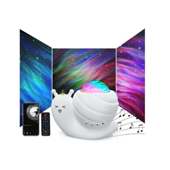 Proiector de stele 4 in 1, alb, pentru copii