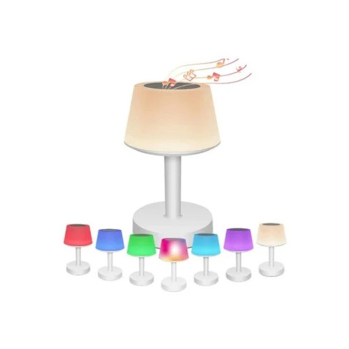 Veioza cu difuzor Bluetooth, lampa de noapte cu atingere, dimabila, 7 culori, RGB