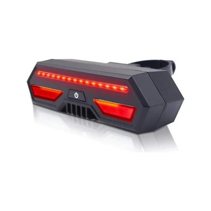 Lumina spate bicicleta cu semnalizare directie, IPX8, neagra