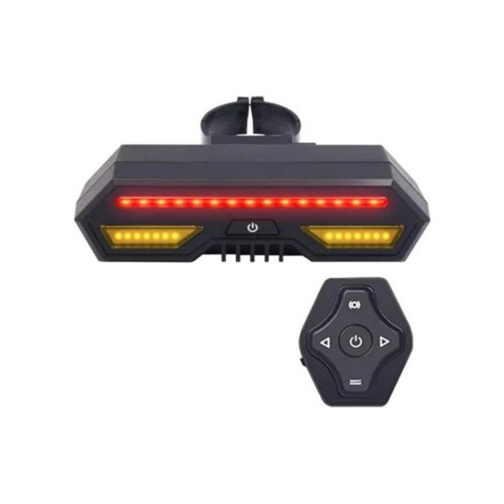 Lumina spate bicicleta cu telecomanda IPX8, neagra