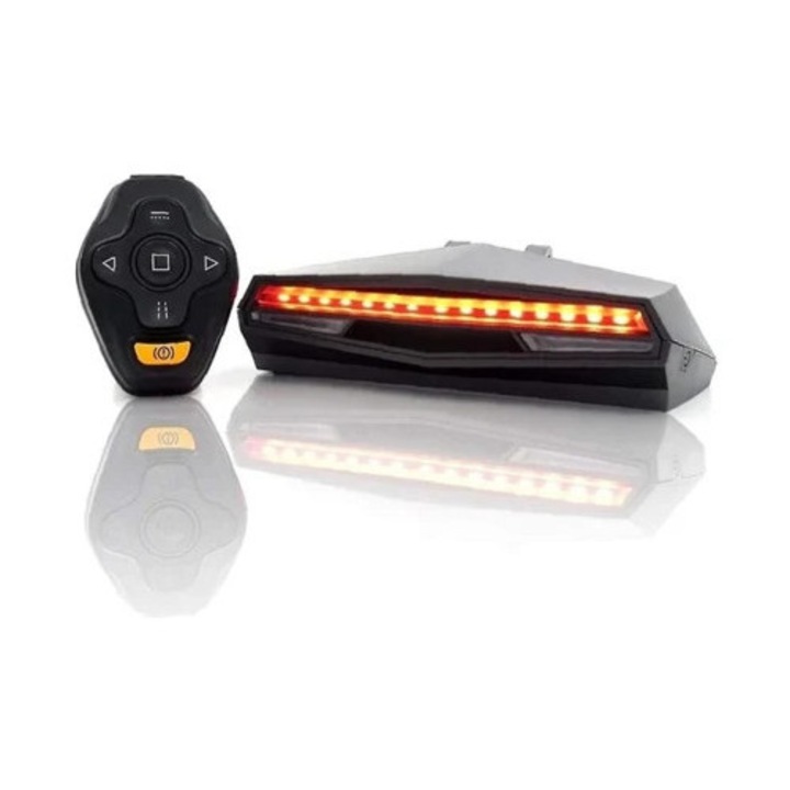 Lumina spate bicicleta cu semnalizare directie, IPX8, neagra