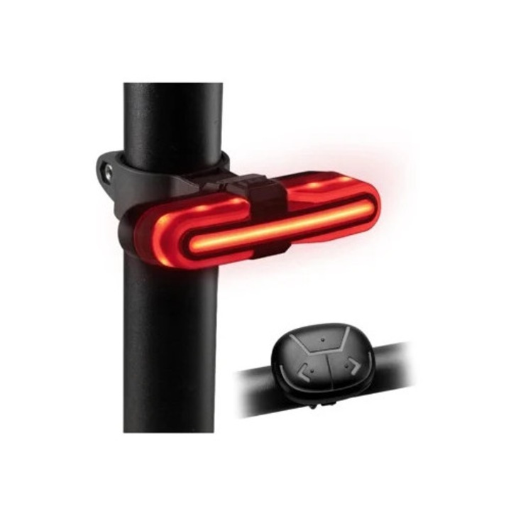 Lumina bicicleta spate cu semnalizare prin telecomanda IPX6, neagra