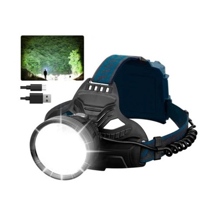 Фенер Yizhood 90,000 Лумена, 4 режима, презареждаем чрез USB, черен