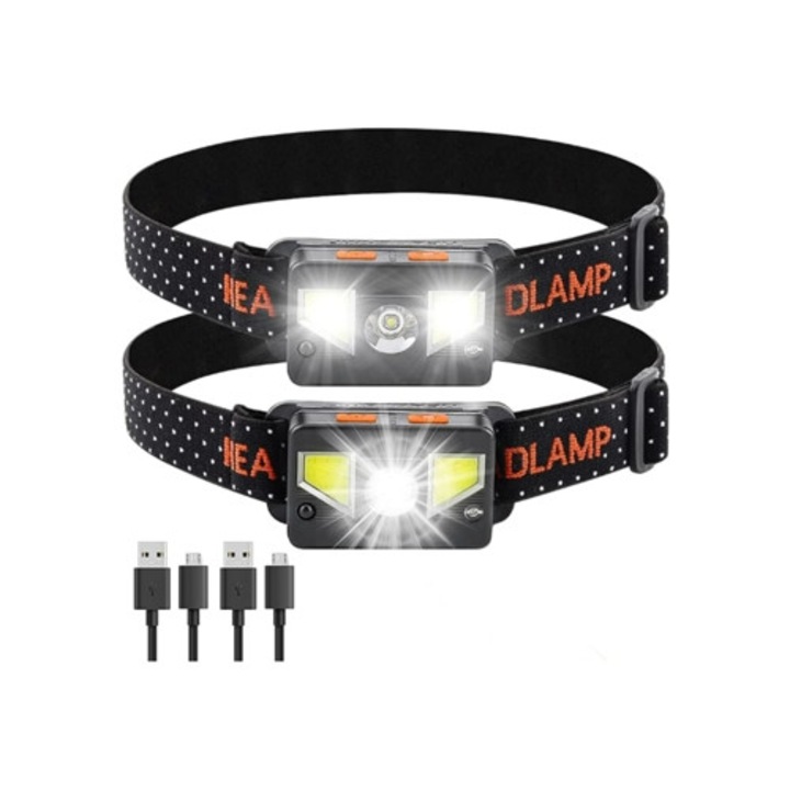 Yizhood 1000 Lumen lámpa, 8 mód, 2 db-os készlet, fekete