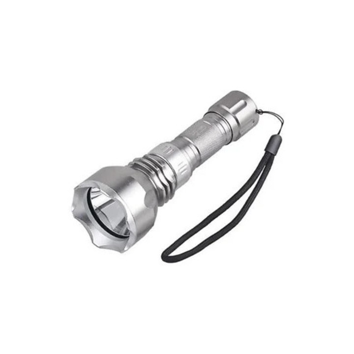 Lanterna de scufundare, 1200 Lumeni, impermeabil IPX8, cu incarcator USB, 5 moduri, argintie