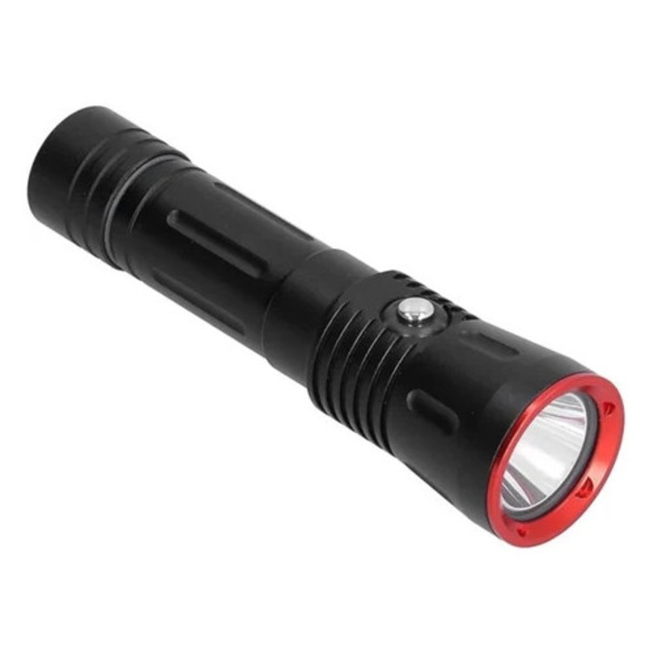 Búvárlámpa, 3000LM, alumínium, IP68 vízálló, fekete