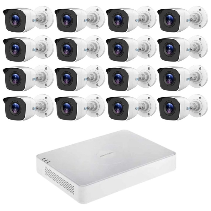 HiLook megfigyelőrendszer, 16 kamera 2MP, mobilnézet, infravörös 20 m, intelligens keresés, 16 csatornás 2MP DVR
