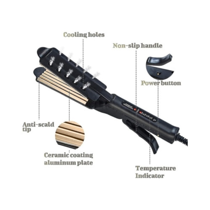 Преса за изправяне на коса YIZHOOD Adc187, 150-200°C, черна