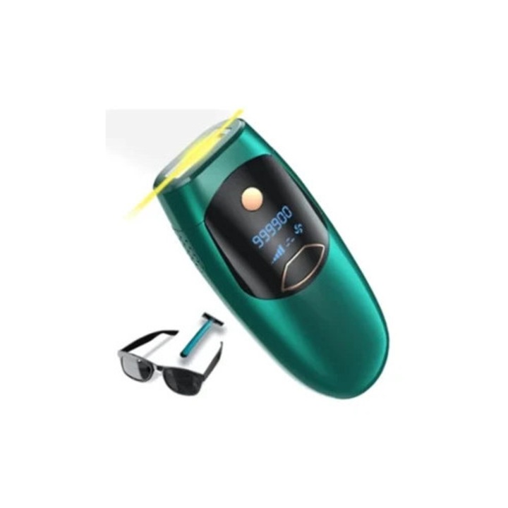 Epilator laser permanent, 999,000 impulsuri de lumina, fara durere, verde