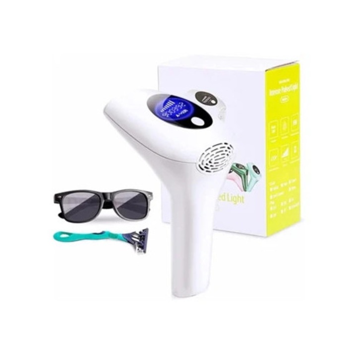 Epilator IPL permanent, 900,000 impulsuri de lumina, alb