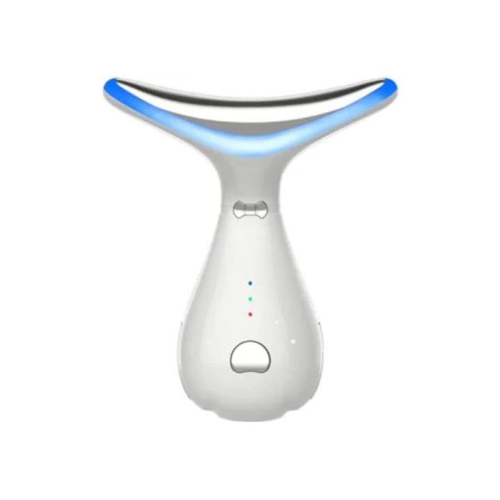 Dispozitiv facial 4-in-1 cu terapie cu lumina rosie, alb, pentru fata si gat, indepartarea barbiei duble, intinderea pielii