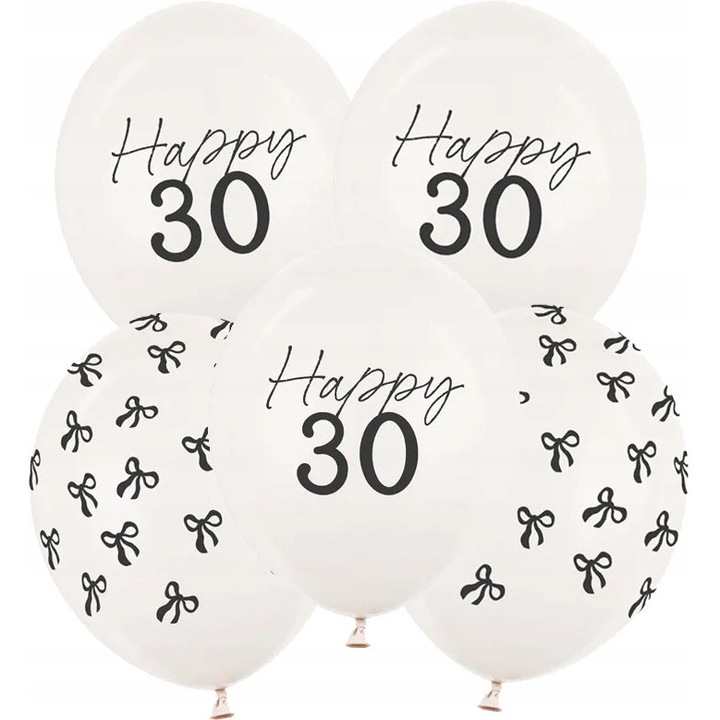 Комплект латексови балони Happy 30, Party deco, пастелни, 30см, 5 броя