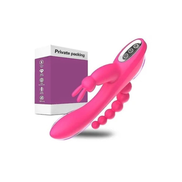 Klírosz és G-pont vibrátor, 7 vibrációs mód, USB-n keresztül tölthető, rózsaszín