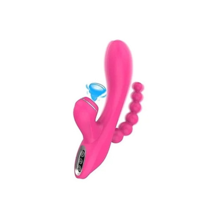 Klidoriális és G-pont vibrátor toló funkcióval, 7 vibrációs mód, rózsaszín