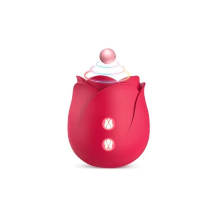 Vibrátor nőknek, csikló- és mellbimbó-stimulátor, 9 érintési mód, piros