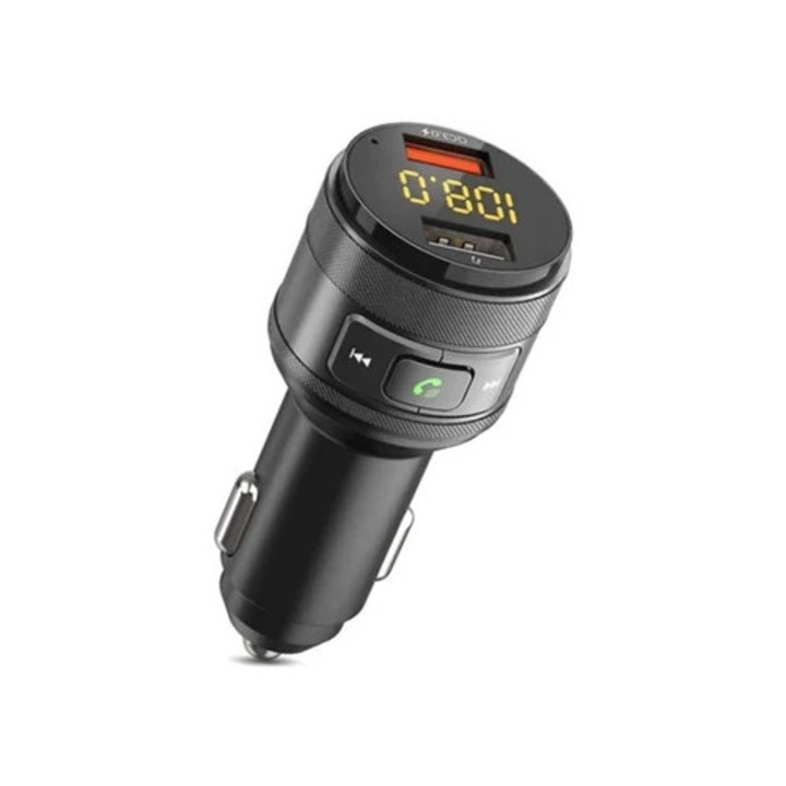 Adaptor FM Bluetooth cu 2 USB, Yizhood, display LED, negru