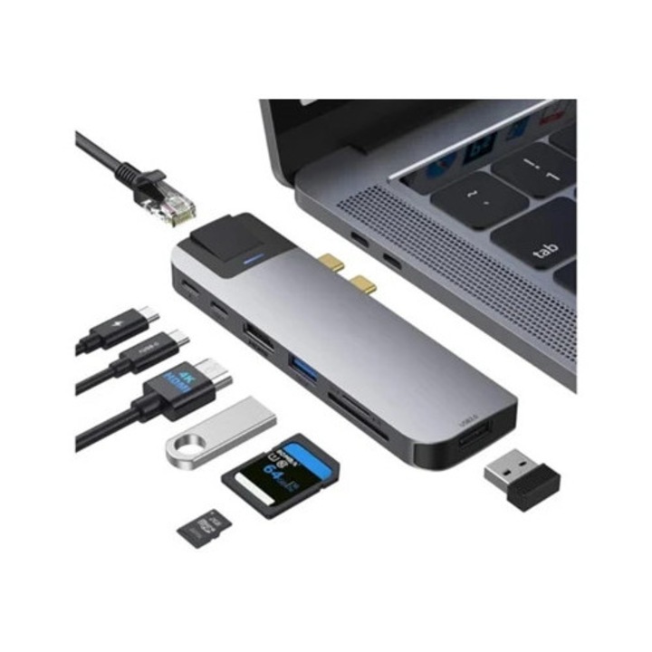Hub USB-C Yizhood HDMI1213 Y7, fekete