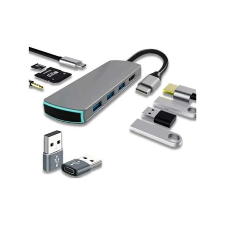 Hub USB C, fekete