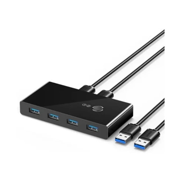 USB 3.0 kapcsoló 4 porttal, fekete