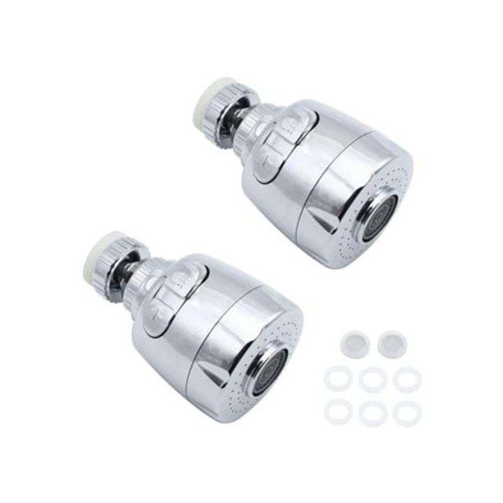 Forgatható csaptelep, dupla funkció, rozsdamentes ABS, könnyű telepítés