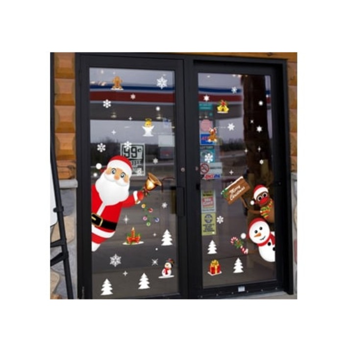 Autocolante de Craciun pentru Fereastra, 218 Bucati, Autocolante DIY din PVC, Detasabile, Reutilizabile pentru Decoratiuni Interioare (Culori Asortate)