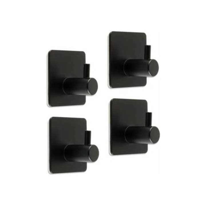 Suporturi adezive din otel inoxidabil pentru haine, palarii, prosoape si halate, set