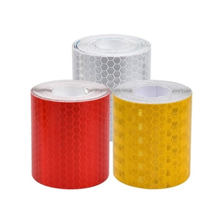 Benzile reflectorizante adezive de siguranta, set de 3 role, 5cm x 3m, 3 culori