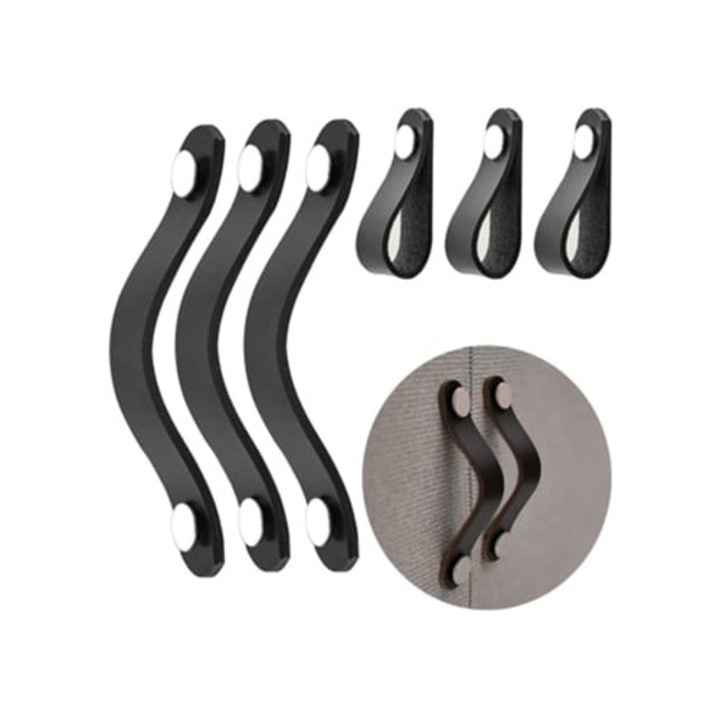 Set 6 manere din piele pentru mobila, 137x25mm, stil modern