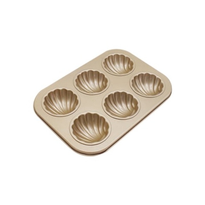 6 üreges, tapadásmentes, kagyló alakú sütőforma