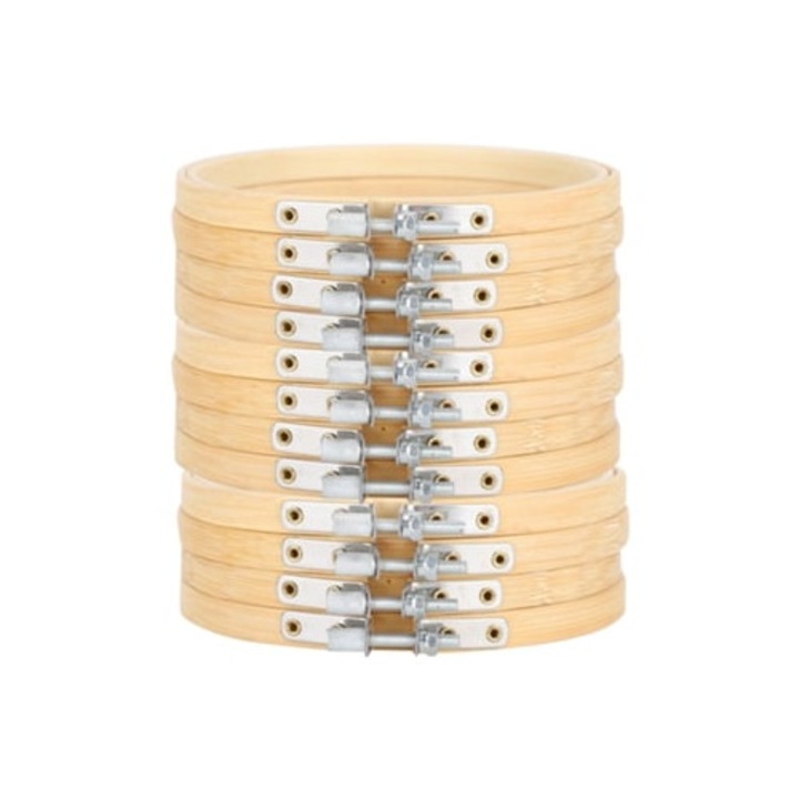 12 db-os állítható bambusz hímzőkarika készlet 5,1 hüvelykes varráshoz és kézművességhez