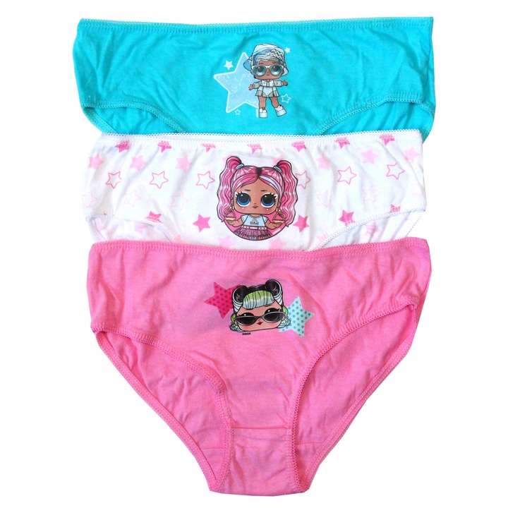 Set 3 chiloti bumbac pentru fete, LOL SURPRISE 34357, Roz